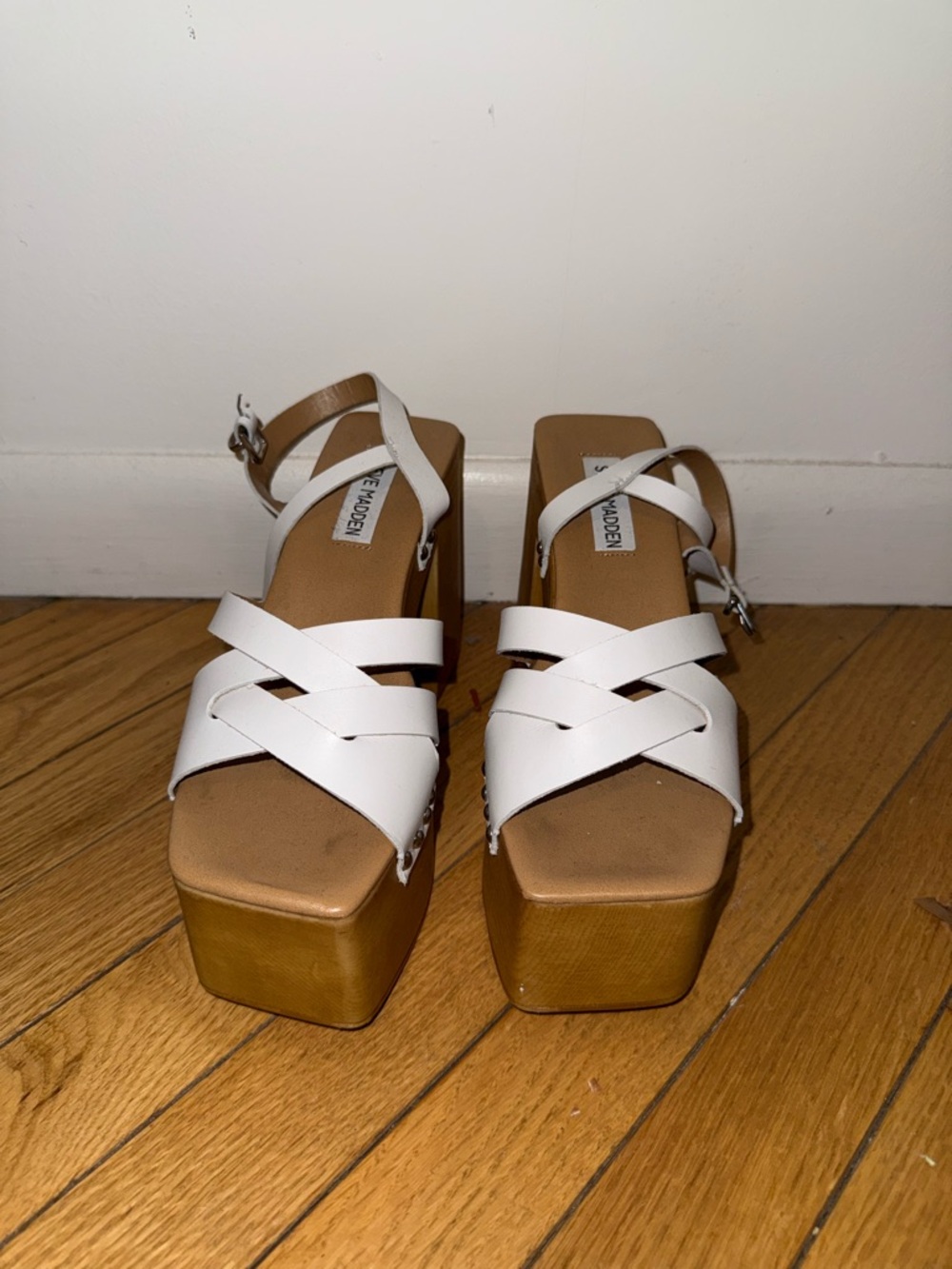 Steve Madden mega heels! Platform Sandal with Wood Block Heel